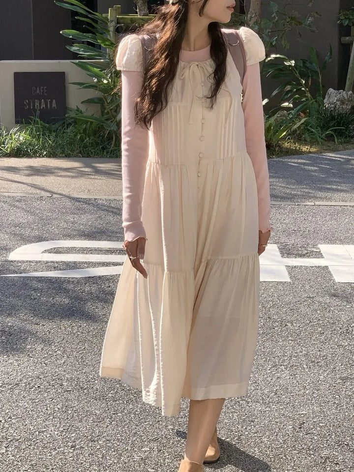 Spring ALine Dress – Korean Style Sleeveless Long Skirt for Women 2025 - VeauBeauty