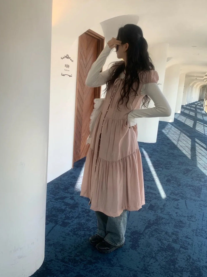 Spring ALine Dress – Korean Style Sleeveless Long Skirt for Women 2025 - VeauBeauty