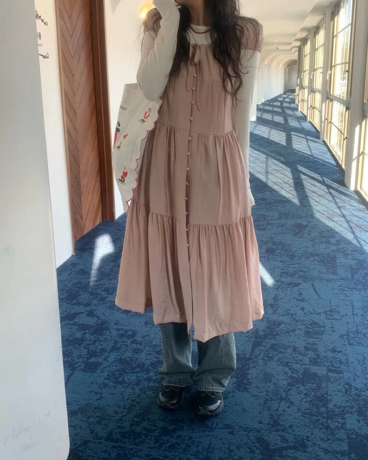 Spring ALine Dress – Korean Style Sleeveless Long Skirt for Women 2025 - VeauBeauty