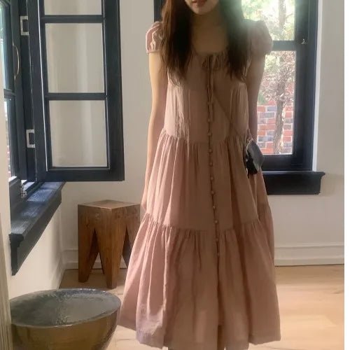 Spring ALine Dress – Korean Style Sleeveless Long Skirt for Women 2025 - VeauBeauty