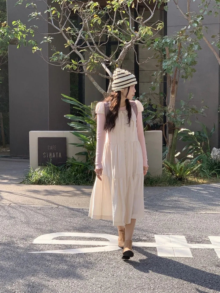 Spring ALine Dress – Korean Style Sleeveless Long Skirt for Women 2025 - VeauBeauty