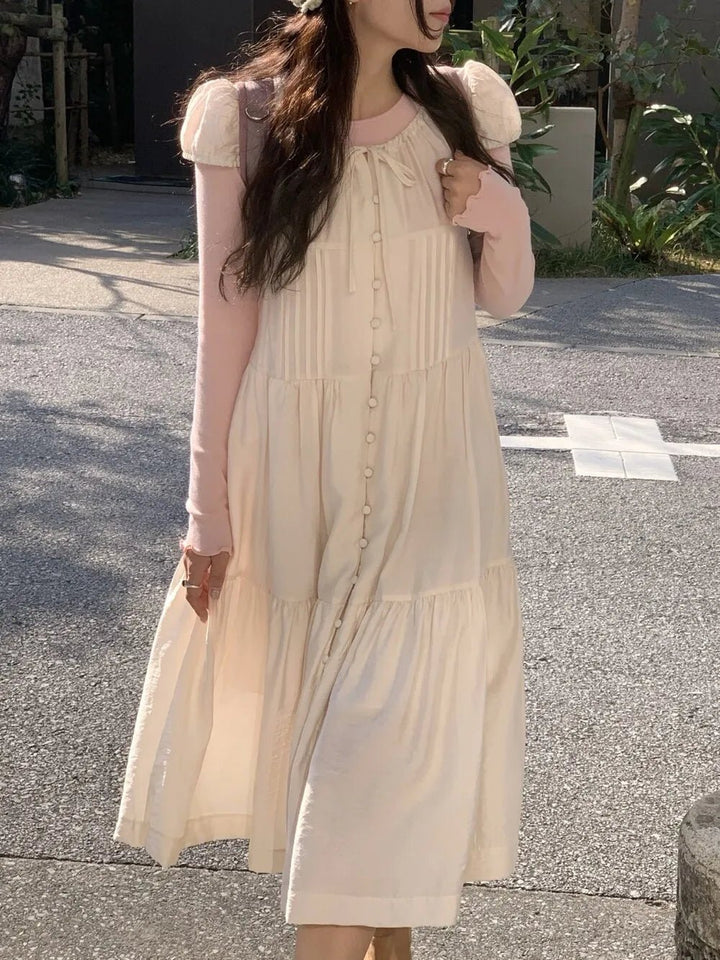 Spring ALine Dress – Korean Style Sleeveless Long Skirt for Women 2025 - VeauBeauty
