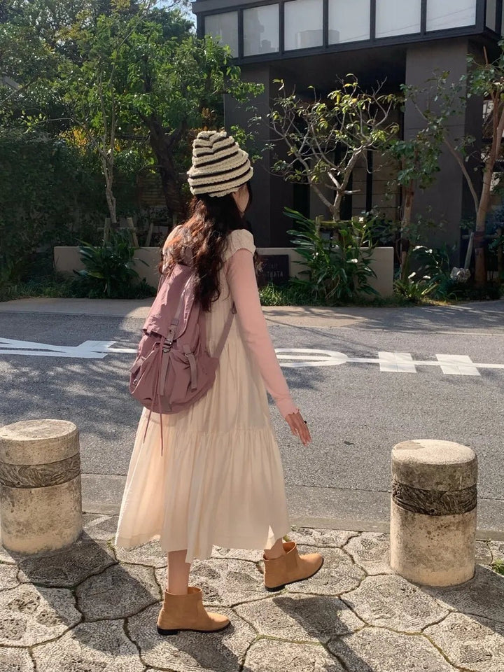 Spring ALine Dress – Korean Style Sleeveless Long Skirt for Women 2025 - VeauBeauty