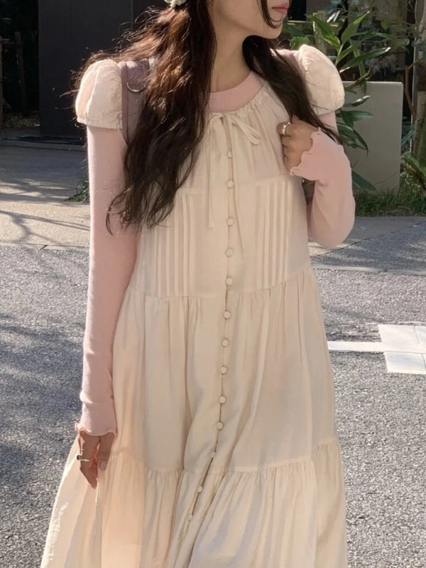 Spring ALine Dress – Korean Style Sleeveless Long Skirt for Women 2025 - VeauBeauty