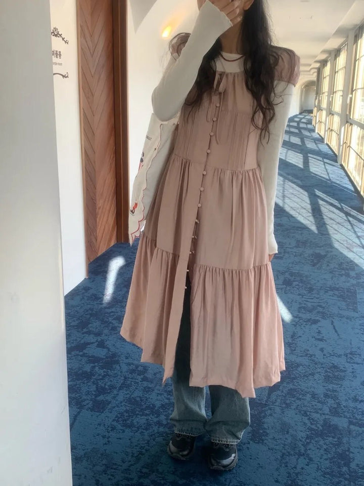 Spring ALine Dress – Korean Style Sleeveless Long Skirt for Women 2025 - VeauBeauty