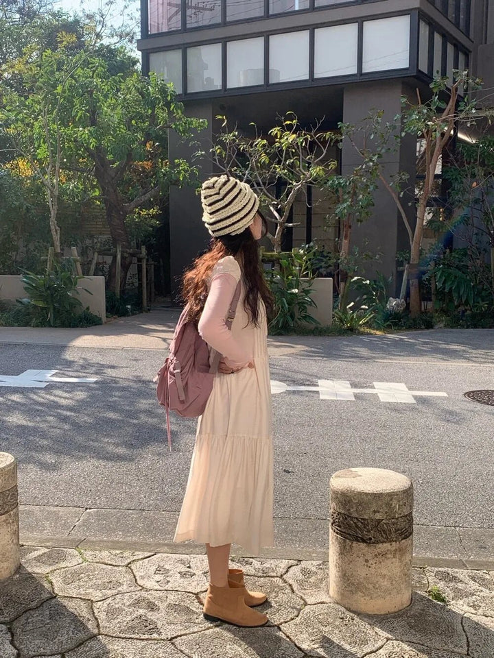 Spring ALine Dress – Korean Style Sleeveless Long Skirt for Women 2025 - VeauBeauty
