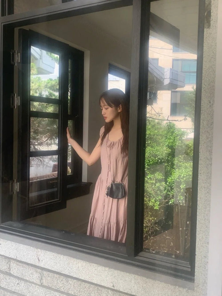 Spring ALine Dress – Korean Style Sleeveless Long Skirt for Women 2025 - VeauBeauty