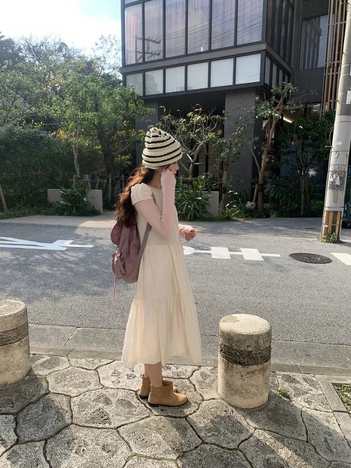 Spring ALine Dress – Korean Style Sleeveless Long Skirt for Women 2025 - VeauBeauty