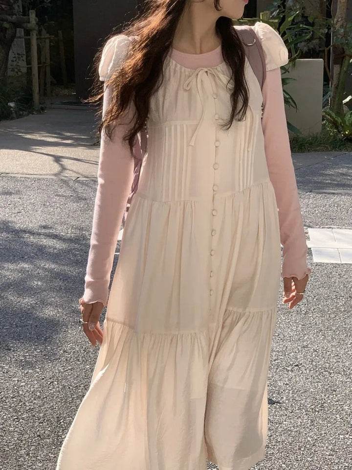 Spring ALine Dress – Korean Style Sleeveless Long Skirt for Women 2025 - VeauBeauty