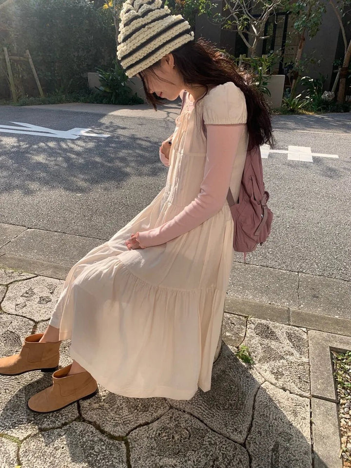 Spring ALine Dress – Korean Style Sleeveless Long Skirt for Women 2025 - VeauBeauty