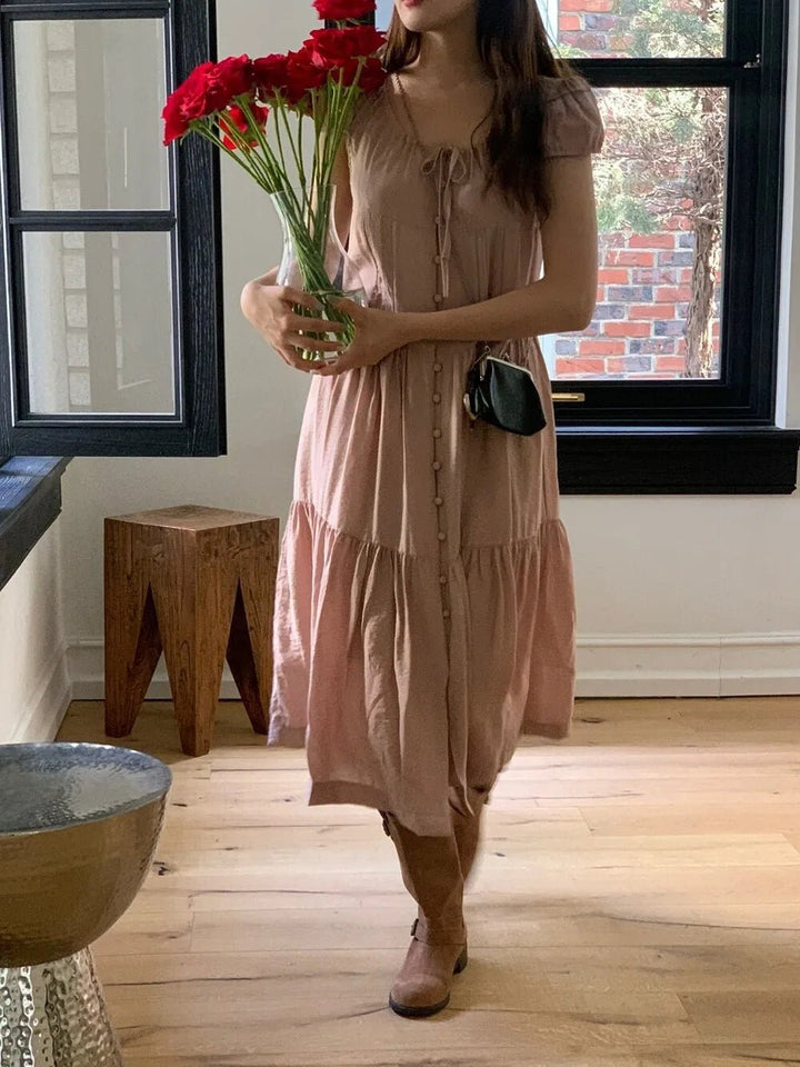 Spring ALine Dress – Korean Style Sleeveless Long Skirt for Women 2025 - VeauBeauty