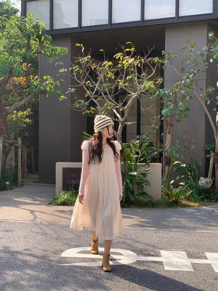 Spring ALine Dress – Korean Style Sleeveless Long Skirt for Women 2025 - VeauBeauty