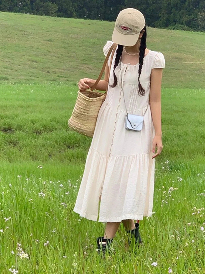 Spring ALine Dress – Korean Style Sleeveless Long Skirt for Women 2025 - VeauBeauty