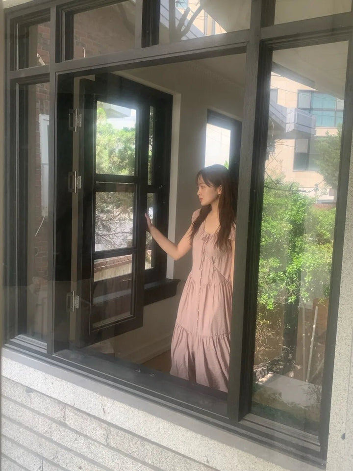 Spring ALine Dress – Korean Style Sleeveless Long Skirt for Women 2025 - VeauBeauty