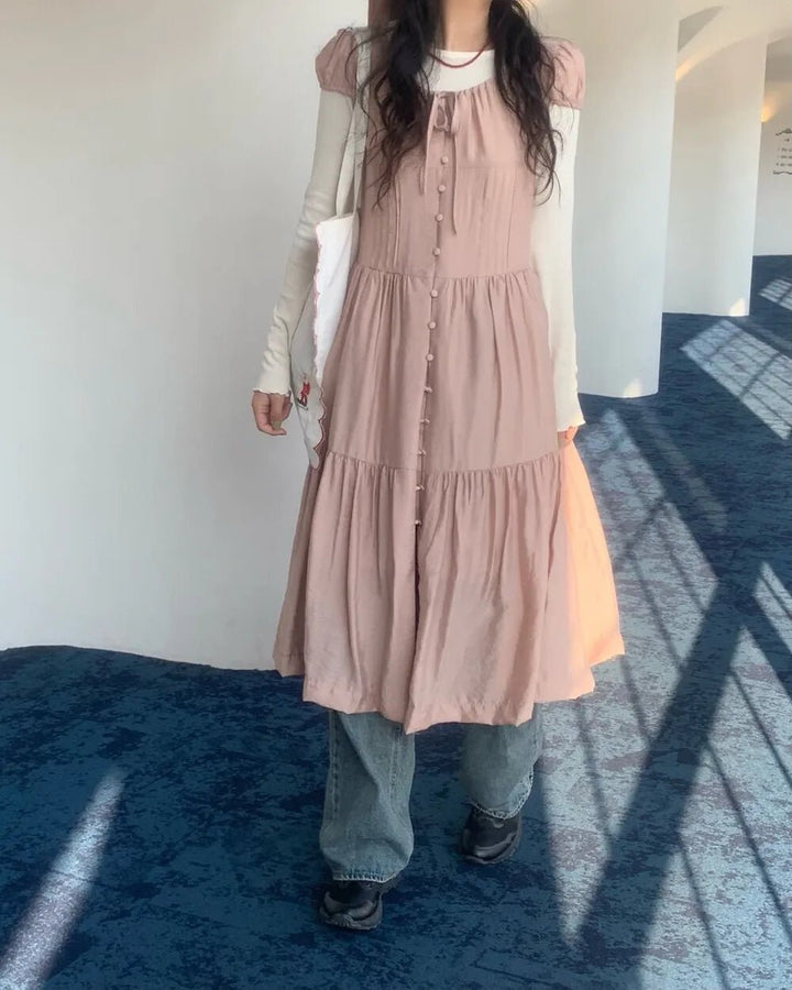 Spring ALine Dress – Korean Style Sleeveless Long Skirt for Women 2025 - VeauBeauty