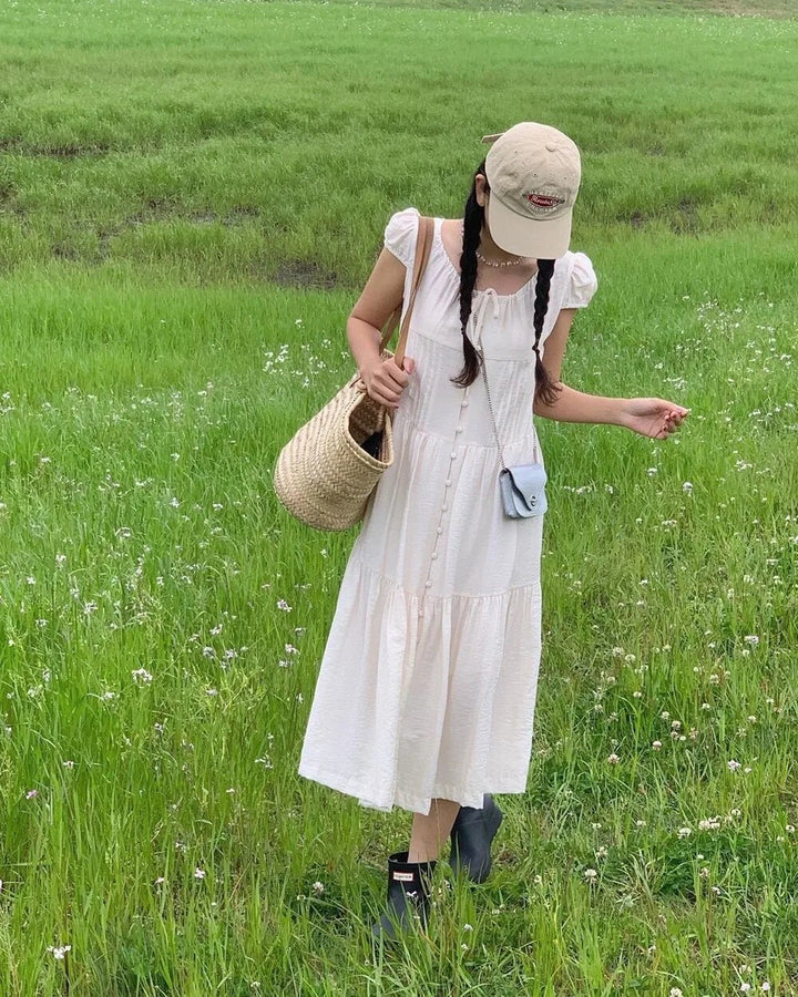 Spring ALine Dress – Korean Style Sleeveless Long Skirt for Women 2025 - VeauBeauty