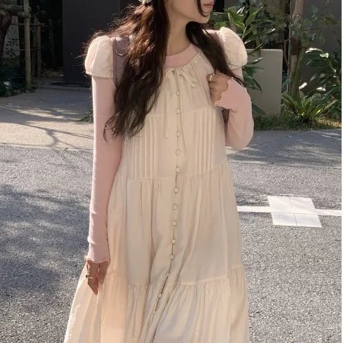 Spring ALine Dress – Korean Style Sleeveless Long Skirt for Women 2025 - VeauBeauty