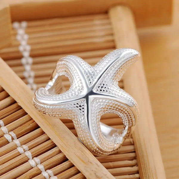Starfish Design 925 Sterling Silver Ring – Cute Romantic Jewelry for Women & Men - VeauBeauty
