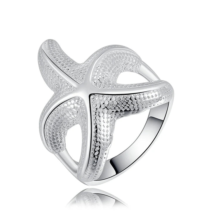 Starfish Design 925 Sterling Silver Ring – Cute Romantic Jewelry for Women & Men - VeauBeauty