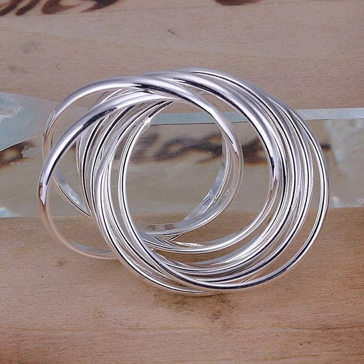 Sterling Silver Geometric Wedding Ring – Factory Price Women’s Trendy Band - VeauBeauty