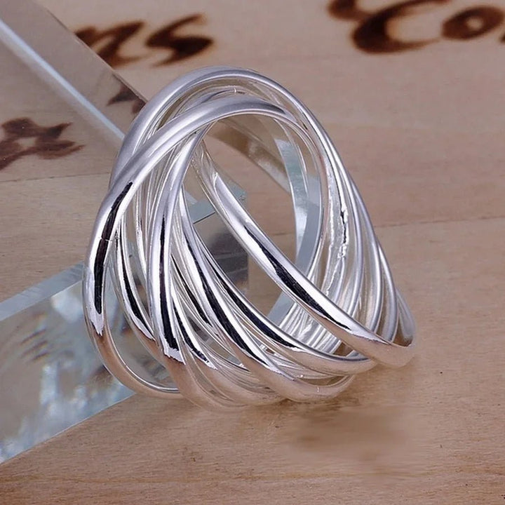 Sterling Silver Geometric Wedding Ring – Factory Price Women’s Trendy Band - VeauBeauty