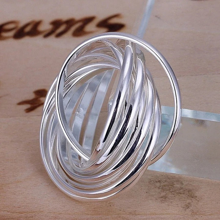 Sterling Silver Geometric Wedding Ring – Factory Price Women’s Trendy Band - VeauBeauty