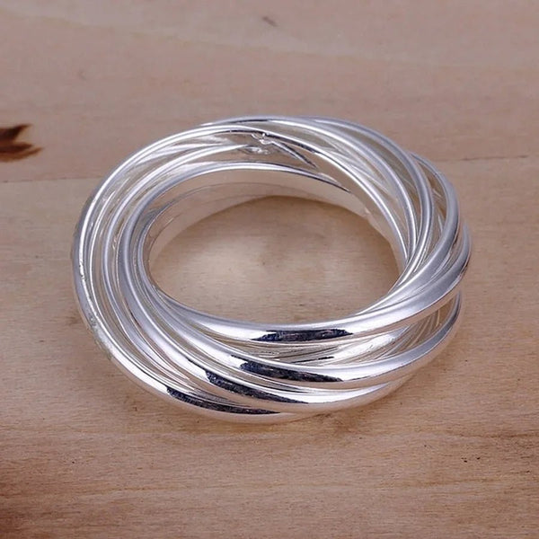 Sterling Silver Geometric Wedding Ring – Factory Price Women’s Trendy Band - VeauBeauty