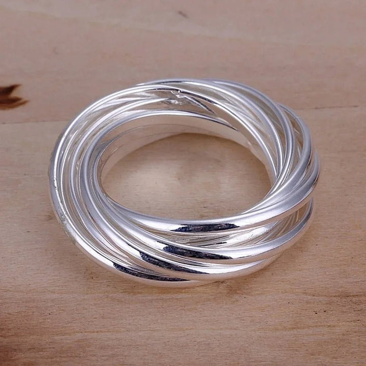 Sterling Silver Geometric Wedding Ring – Factory Price Women’s Trendy Band - VeauBeauty