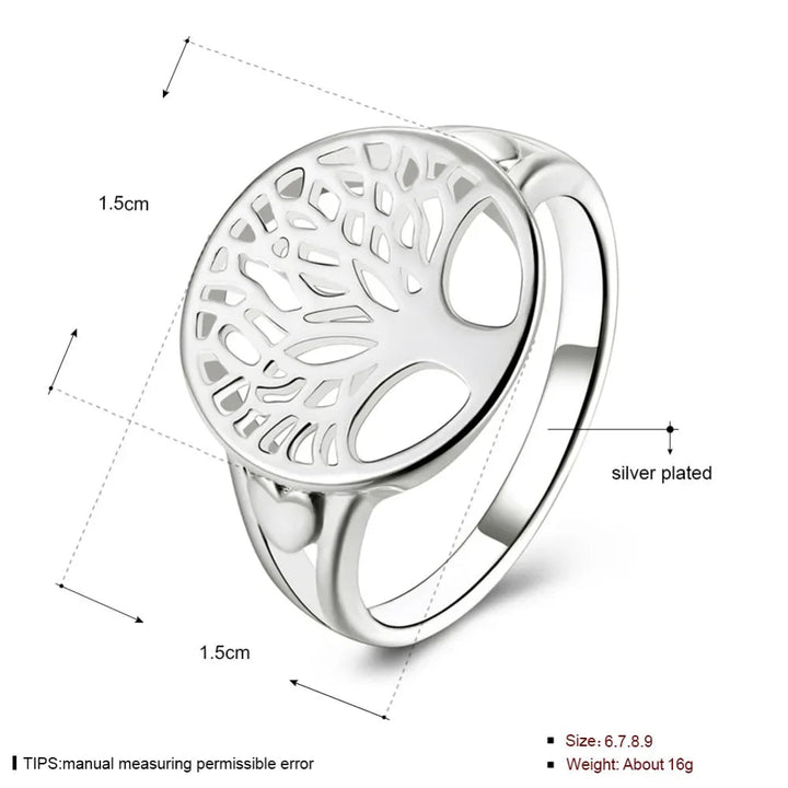 Sterling Silver Tree Hollow Ring – Women’s Wedding & Gift Jewelry - VeauBeauty