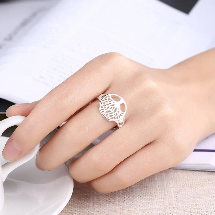 Sterling Silver Tree Hollow Ring – Women’s Wedding & Gift Jewelry - VeauBeauty