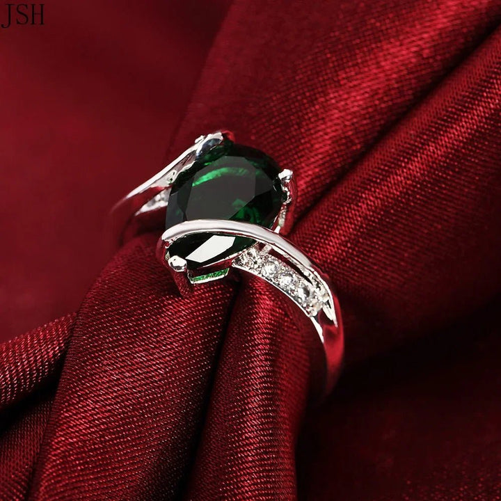 Sterling Silver Zircon Crystal Star Ring – Romantic Wedding Party Jewelry - VeauBeauty