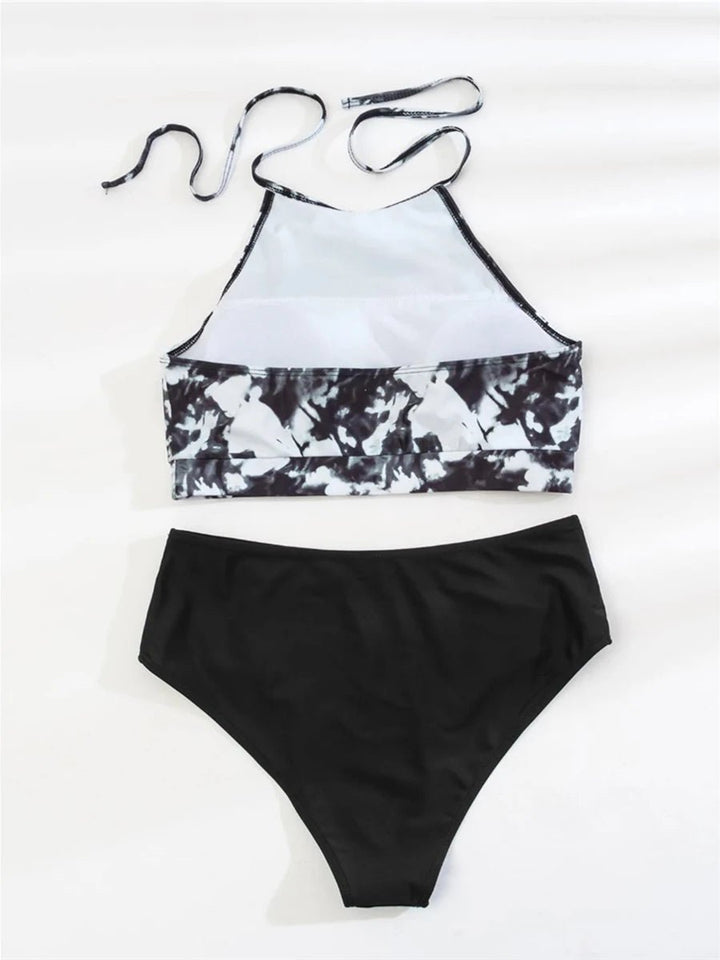 StrapGlow Halter Bikini Set – 2025 High Waist Two - Piece Print Swimwear - VeauBeauty