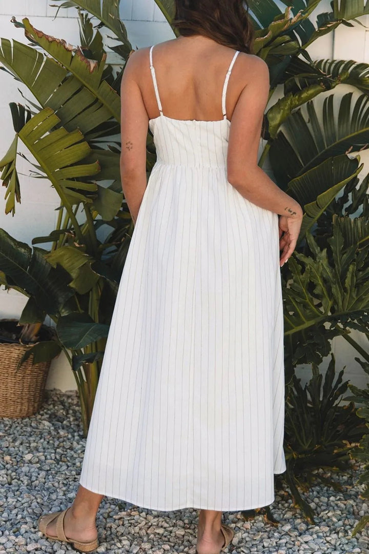 Stripe Square Neck Cami Dress with Pockets - VeauBeauty