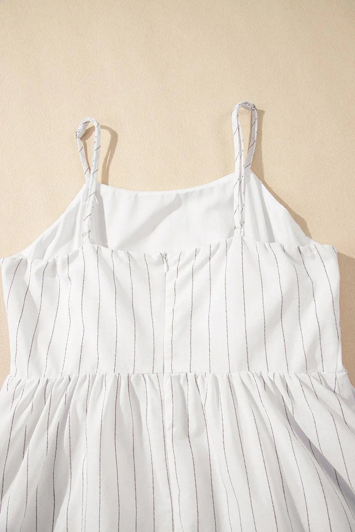 Stripe Square Neck Cami Dress with Pockets - VeauBeauty