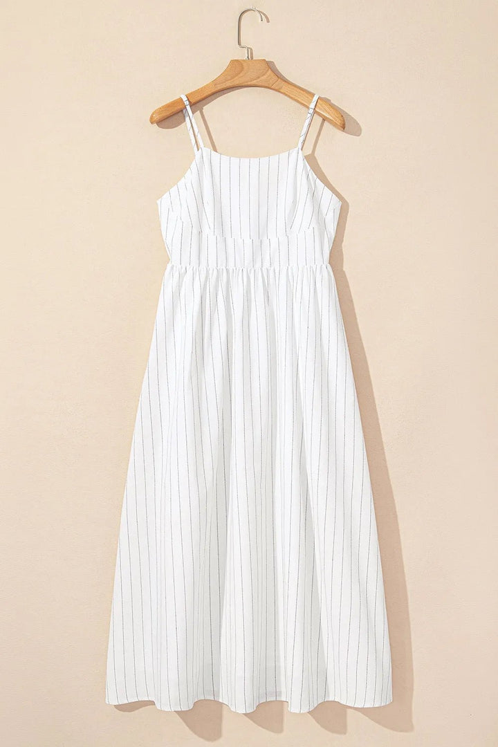 Stripe Square Neck Cami Dress with Pockets - VeauBeauty