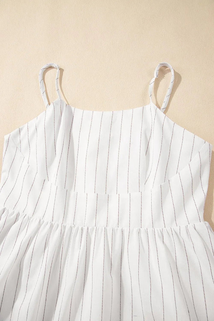 Stripe Square Neck Cami Dress with Pockets - VeauBeauty
