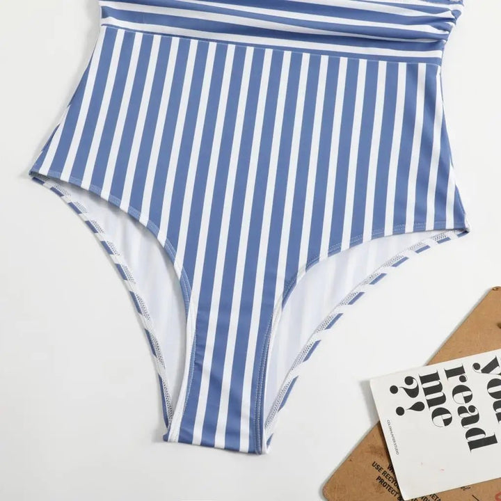 Striped One - Piece Swimsuit – Sleek Stretch Swimwear for Women 2025 - VeauBeauty