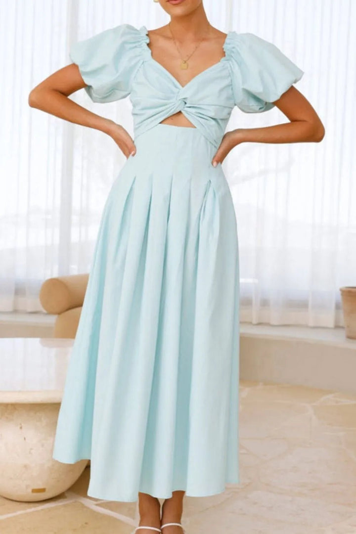 Sweetheart Neck Puff Sleeve Dress - VeauBeauty