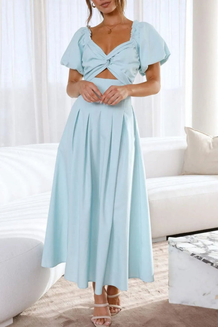 Sweetheart Neck Puff Sleeve Dress - VeauBeauty