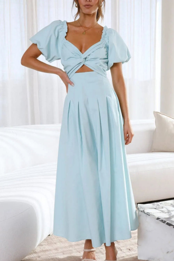 Sweetheart Neck Puff Sleeve Dress - VeauBeauty