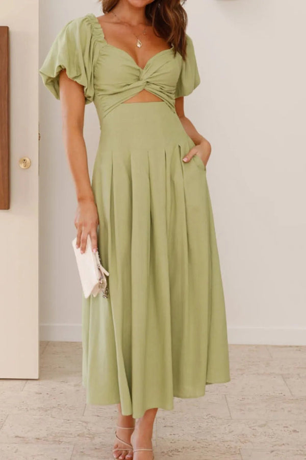 Sweetheart Neck Puff Sleeve Dress - VeauBeauty