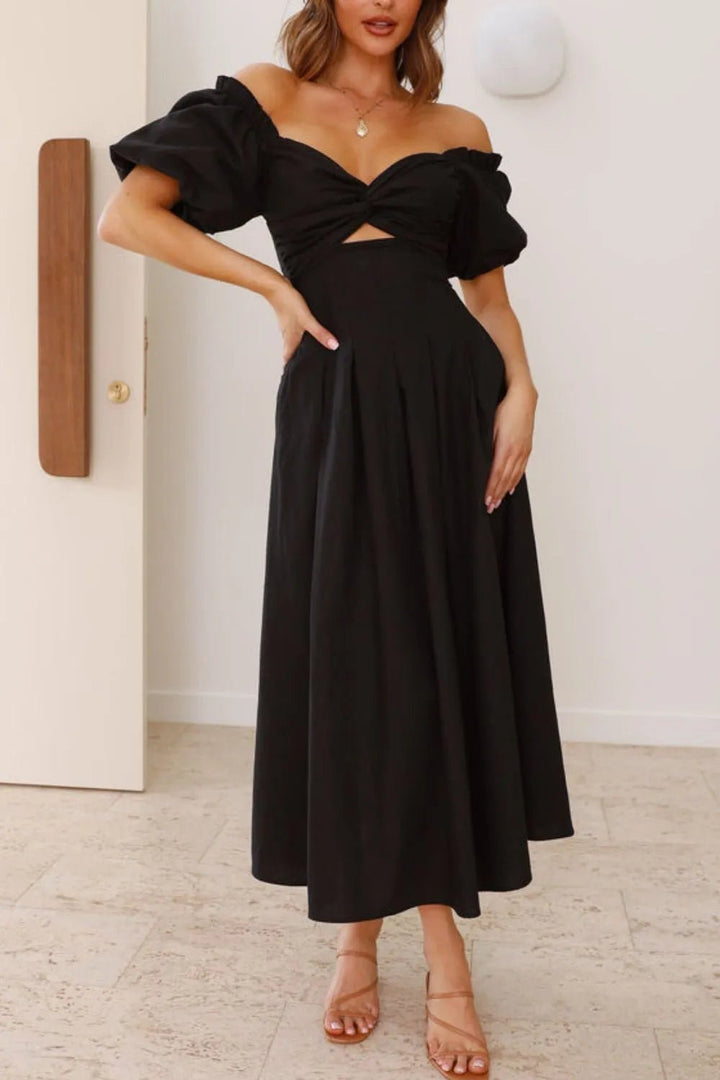 Sweetheart Neck Puff Sleeve Dress - VeauBeauty