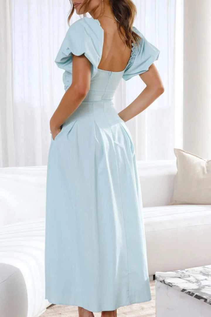 Sweetheart Neck Puff Sleeve Dress - VeauBeauty
