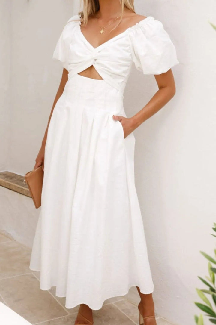 Sweetheart Neck Puff Sleeve Dress - VeauBeauty