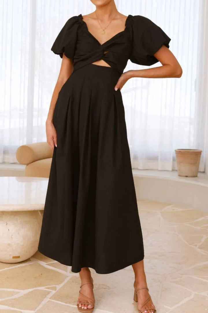 Sweetheart Neck Puff Sleeve Dress - VeauBeauty