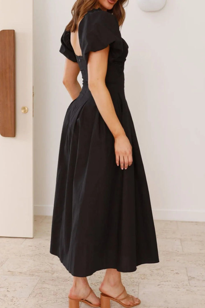 Sweetheart Neck Puff Sleeve Dress - VeauBeauty