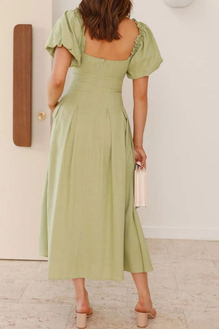 Sweetheart Neck Puff Sleeve Dress - VeauBeauty