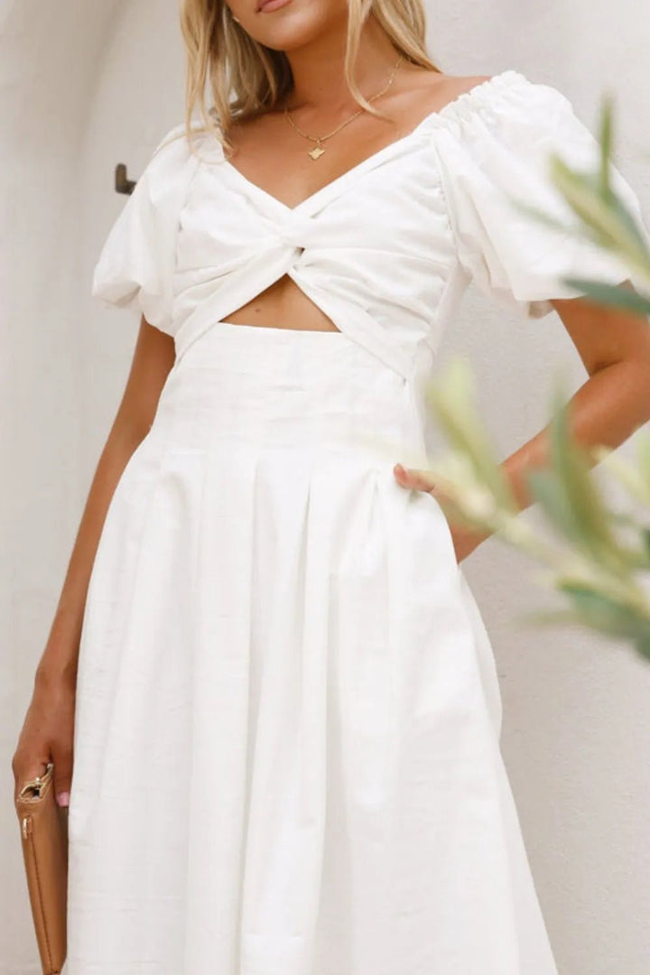 Sweetheart Neck Puff Sleeve Dress - VeauBeauty