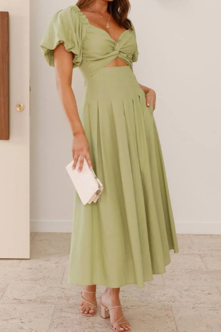 Sweetheart Neck Puff Sleeve Dress - VeauBeauty