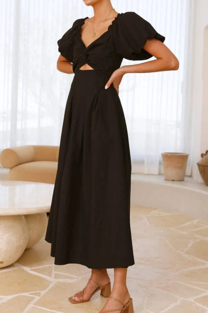 Sweetheart Neck Puff Sleeve Dress - VeauBeauty